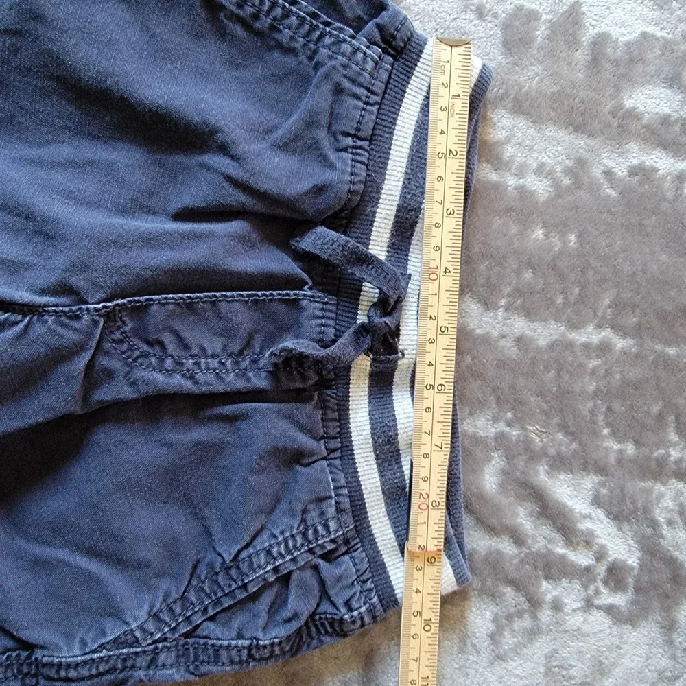 Gymboree Cargo Pants Kids Size 5 Navy Blue Good Cotton Drawstring Striped Waist
